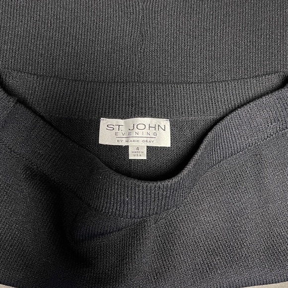 St John Marie Gray Black Evening Daytime Swarovski Crystal Hemline Slit Skirt - Picture 3 of 5